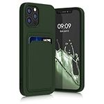 kwmobile Case Compatible with Apple iPhone 12 / iPhone 12 Pro Case - TPU Phone Cover with Credit Card Holder - Dark Green