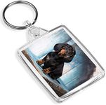 German Breed Dachshund Keyring - IP02 - Sausage Dog Puppy Pets Cute #16342, Multi, m