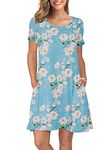 KORSIS Women's Summer Casual T Shirt Dresses Short Sleeve Swing Dress with Pockets