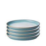 Denby - Azure Haze Blue Coupe Medium Plates Set of 4 - Stoneware Ceramic Plates For Everyday Use - Dishwasher, Oven, Microwave, Freezer Safe - Blue, White Reactive Gradient Glaze - Chip Resistant