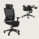 FLEXISPOT Ergonomic Office Chair, Folding Office Chair for Small Spaces with Adjustable Lumbar Support Armrest and Headrest, Home Office Mesh Desk Chair with Footrest, Flora&Fauna Serie -PANTHER Black