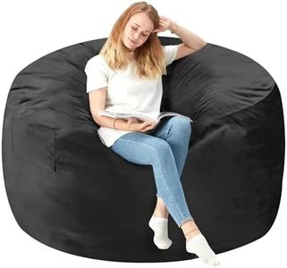 Homguava 5 FT Bean Bag Chair: Large 5' Bean Bags with Memory Foam Filled, Large Beanbag Chairs Soft Sofa with Dutch Velet Cover 5FT(50"×50"×26")-Black