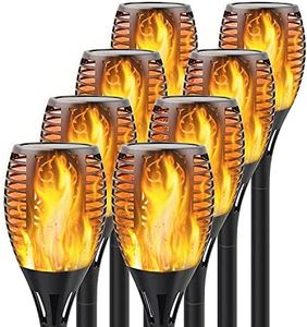 Permande Solar Torch Lights with Flickering Flame, Fire Effect Garden Light, Auto On/Off Dust to Dawn, Outdoor Waterproof Landscape Decoration, Powered Security Light for Patio, 8 Pack