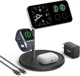 Anker MagSafe Charger Stand, iPhone 17 Wireless Charging Station, MagGo 3 in 1 Charging Station, Qi2 Certified 15W Wireless Charger, Desk Accessory, for iPhone 16/15/14/13/12, Apple Watch, AirPods