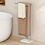 KES Free Standing Towel Rack Bathroom, 3X Thick Marble Base Towel Rack Stand 2-Tier，SUS304 Stainless Steel, Brushed Finish, BTH235-2