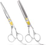 Equinox Professional Razor Edge Series - Barber Hair Cutting and Thinning/Texturizing Scissors/Shears Set - 6.5" Overall Length with Fine Adjustment Tension Screw - Japanese Stainless Steel