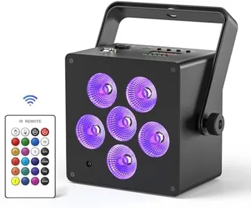 Battery Powered Stage Lights, LED Par Lights RGBWA+UV 60W, Rechargeable Par Can Light with 5500mAh Battery, Remote DMX Sound Activated Uplights for Events, Party, Wedding, Concert - 1Pc