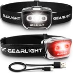 GearLight Rechargeable Headlamp Flashlight S500 [2 Pack] - Running, Camping, and Outdoor LED Headlight Headlamps - Head Lamp Light for Adults, Kids, Emergency Gear Supplies Accessories