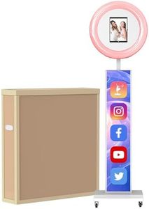 MWE Portable Photo Booth Machine Stand Compatible with Any Ipad with Software APP and Remote Control, RGB Ring Lights Music Sync, Free Custom Logo,ChackTok VIP (White, Light Box-Honeycomb Case)