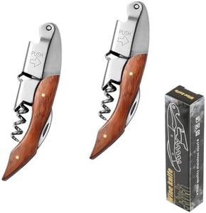 Wine Corkscrew 2 PCS, Multifunctional Stainless Steel Wine Corkscrew Spring-Loaded Double Lever, Serrated Foil Cutter, with Handle Wine Tool Wine Opener for Bar Restaurant Waiters, Bartenders