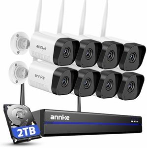 ANNKE Wireless Camera System, 16CH Expandable 4K Security NVR, 8Pcs 3MP Outdoor Cameras, 2-Way Audio, Dual-Band WiFi, Human Detection, IP66 Waterproof, 2TB HDD, Compatible with Alexa, 24/7 Protection