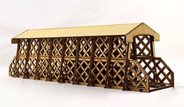 War World Scenics Single Track Natural MDF Lattice Bridge with Tunnel 400mm – OO/HO Gauge Scale Model Railway Diorama Modelling Layout Scenery Landscape Rail Structure