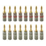 Nakamichi Ultimate Series 24k Gold Plated Beryllium Red Copper Banana Plug 12 AWG - 18 AWG Gauge Size 4mm for Speakers Amplifier Hi-Fi Stereo Receiver Audio Wire Cable Connector 16 Pcs (8-Pairs)