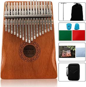 YOUEON 17 Keys Kalimba Thumb Piano with Portable Bag Study Instruction and Tune Hammer Mahogany Wood Kalimba Finger Piano Musical Instrument Gifts for Kids, Adults, Beginners and Porfesstional