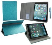 Emartbuy® Yuntab V101H 10.1 Inch HD Quad Core Tablet PC Universal ( 9 - 10 Inch ) Turquoise Premium PU Leather Multi Angle Executive Folio Wallet Case Cover Grey Interior With Card Slots + Turquoise Stylus