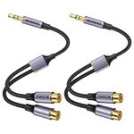 MOSWAG 3.5mm to Dual RCA Audio Cable 2 Packs,3.5mm Male to 2 RCA Female Headphone Jack to RCA Stereo Audio Adapter Compatible with Headphones,Home System,Car Stereo,iPods,iPhones,MP3 Players and More