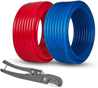 GUOFIS 1/2inch PEX-A Pipe Fittings,2 Rolls Blue & Red Each 100 Feet (200 ft) Length PEX Tubing Pipes with Pipe Cutter, 1/2" PEX Pipe for Residential Commercial Radiant Floor Heating…