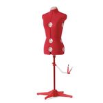 SINGER Female Adjustable Red Dress Form Fits Sizes 4-10 Pinnable Mannequin Body Torso with 360 Degree Hem Guide, Foam-Backed Fabric Exterior, 12 Dials, Tri-Pod Stand