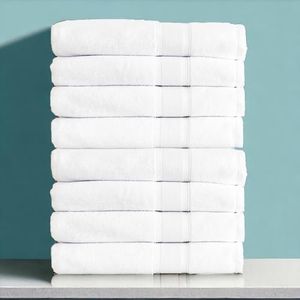 Luzia Bath Towels (Set of 8) - 100% Turkish Cotton, Premium Quality, Ultra Absorbent and Super Soft (White)