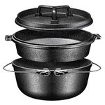 Bruntmor Camping Cooking Set Of 4. Pre Seasoned Cast Iron Pots And Pans Cookware/Dutch Oven Sets With Lids For Outdoor Comefire Cooking. Camping Skillet Grill Cookware Skillet Sets