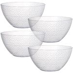 Suwimut 4 Pack Clear Plastic Serving Bowls for Parties, 135 OZ Large Round Plastic Snack or Salad Bowl, Clear Chip Bowls Plastic Candy Dish Salad Serving Containers