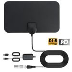 TV Aerial,Indoor 250+ Miles Long Range Amplified 4K HD Digital TV Antenna for Freeview TV,Support 4K 1080P Local TV Channels with Signal Booster & 13 ft Coax Cable【Upgraded Version】