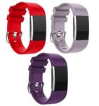 Fitbit Charge 2 Bands - Small (3 Colour: Red, Lavender, Purple,) Silicone Bracelet Strap Replacement Band for Fitbit Charge 2