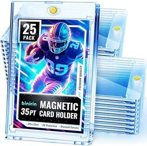 binirin 25PCS Magnetic Card Holders with U-V Protection | 35pt Hard Plastic Card Protectors for Trading Cards, Baseball, Sports & Game Cards | Reusable Display Case with Secure One-Touch Closure