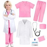 GIFTINBOX Doctor Costume for Kids Doctor Lab Coat for Kids Real Stethoscope, Halloween Doctor Lab Costumes for Kids age 3-12…