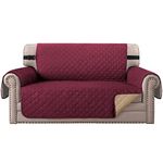 BellaHills Water Repellent Sofa Covers 2 Seater Sofa Protectors from Pets Reversible Loveseat Couch Covers Non-Slip Furniture Slipcovers with Elastic Straps for Pets Kids (Loveseat, Burgundy/Tan)