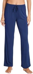 GYS Soft Viscose Pajama Pants for Women, Comfy Lounge Sleep Pants Pj Bottoms Drawstring Sleepwear, Deep Blue, Small