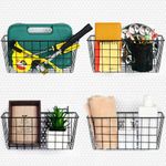 G.CORE 4 Pack Pegboard Baskets, Metal Shelves Hooks to 1/8" 1/4" Peg Boards, Peg Board Baskets Bins Set - Organize Tools Workbench Accessories Garage Storage Wall Mount Organizer Attachments