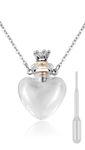 DS. DISTINCTIVE STYLE Vial Necklace Heart Shaped Perfume Bottle Pendant Blood Vial Necklace for Liquid Memorial Jewelry for Ashes Glass Keepsake Urn Necklace for Women, Glass, glass