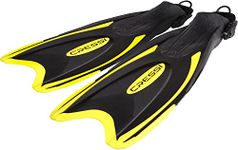 Cressi Palau Fins - Adult and Child Adjustable Diving, Apnea and Snorkelling Flippers Fins, Black / Yellow, UK 10/12 - EU L/XL 44/47