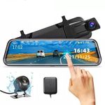 FNX 10" IPS Touch Screen Mirror 4K Dash Cam for Car with Dual Camera Recording Front and Rear | WiFi | GPS | Night Vision | Parking Assistance | G-Sensor | Loop Recording Dashboard Camera