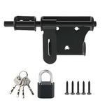 SAYAYO Gate Latch Bolt Lock with Padlock & 4 Keys Gate Locks for Wooden Gates Garden Shed Locks, 6-Inch Stainless Steel Matte Black, EMS350B-SET