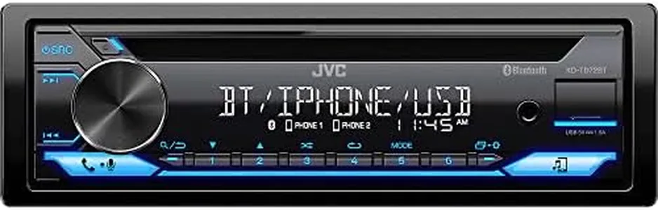 JVC KD-TD72BT Bluetooth Car Stereo Receiver with USB Port – AM/FM Radio, CD and MP3 Player, Amazon Alexa Enabled - 13-Digit LCD Dual-Line Display - Single DIN – 13-Band EQ