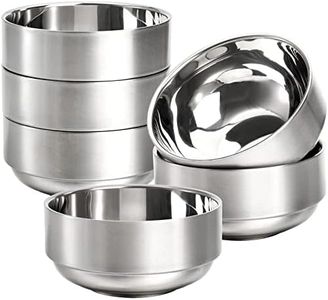 Lyellfe 6 Pack 18/8 Stainless Steel Bowls, Double Walled Insulated Soup Bowls, 12 Oz Unbreakable Snack Bowl for Rice, Cereal, Ice Cream, Hot Cold Foods, Lead-free, Dishwasher Safe