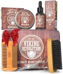 Viking Revolution - Beard Grooming Kit for Men - Ultimate Beard Kit with 100% Boar Beard Brush, Beard Comb, Beard Balm, Unscented Beard Oil & More - Christmas Gifts for Him - Sandalwood