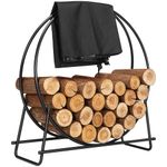 VIVOHOME 41 Inches Firewood Log Rack Hoop with Cover, Heavy Duty Solid Steel Fire Wood Storage Rack and Cover Set with Zipper, Round Log Holder Ring for Indoor Outdoor Patio Deck Porch