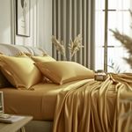 Sweet Sheets® Deep Yellow Queen Size Bed Sheets | Soft Cooling Bed Sheets Queen Size | Deep Pocket, Wrinkle & Fade Resistant Queen Bed Sheets | Fitted, Flat Sheet & Pillowcases