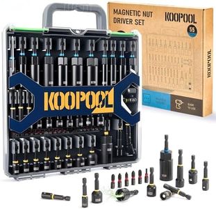 Impact Magnetic Nut Driver Set, 55PCS Impact Driver Bit Set, Deep Magnetic Nut Driver Set, Impact Socket Adapters, Wing Nut Driver, Bit Extension, 1/4'' Quick Change, Storage Box