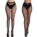 Aomig 2 PCS Black Fishnet Tights for Women, Pantyhose Fish Net Stockings, Fishnet Tights Stockings, High Stockings Sexy Outfit, High Waist Suspender Pantyhose, One Size Fit All