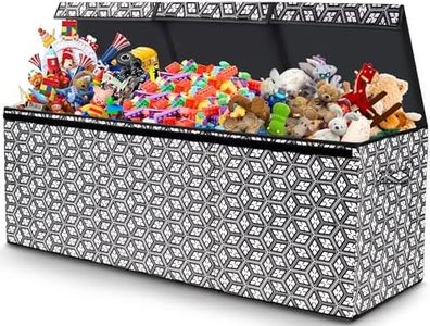 LargeToy Box, Made with Sturdier Wood Board - Collapsible Sturdy Storage Bins with Lids, Kids Toy Box Chest Organizer for Boys Girls, TC01,02,04 Upgraded Version