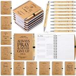 Spakon 20 Sets Christmas Christian Gifts for Women Bulk Include Prayer Journals Notepad Spiral Daily Planner Notebook Bible Ballpoint Pen Religious Party Favor God Scripture for Pastor Church Brown