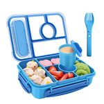 Amathley Bento Box Adult Lunch Box,Lunch Box Kids,Lunch containers for Adults/Kids/Toddler,5 Compartments bento Lunch Box for Kids with Sauce Vontainers,Microwave & Dishwasher & Freezer Safe(Blue)