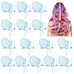 15 Pack Hair Coloring Highlighting Cap with 15 Pcs Plastic Hooks for Dyeing Hair, Disposable Tipping Cap for Salon and Home