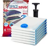 Spacesaver Vacuum Bags Jumbo 6 Pack - Vacuum Storage Seal Bags for Clothing, Comforters, Blankets, and Bedding - 100 x 80 cm Space Saver Bag for Travel and Home Organization with Hand Pump Included