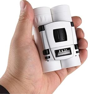 8x21 Compact Binoculars for Adults Teens, Mini Small Full Optical Binoculars for Bird Watching Opera Hiking Hunting Travel Concert (White)