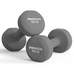 PROIRON Neoprene Dumbbell Weights Pair for Women 1kg 1.5kg 2kg 3kg 4kg 5kg 6kg 7kg 8kg 10kg, Arm Hand Exercise Weights (Gray-2 x 5KG)